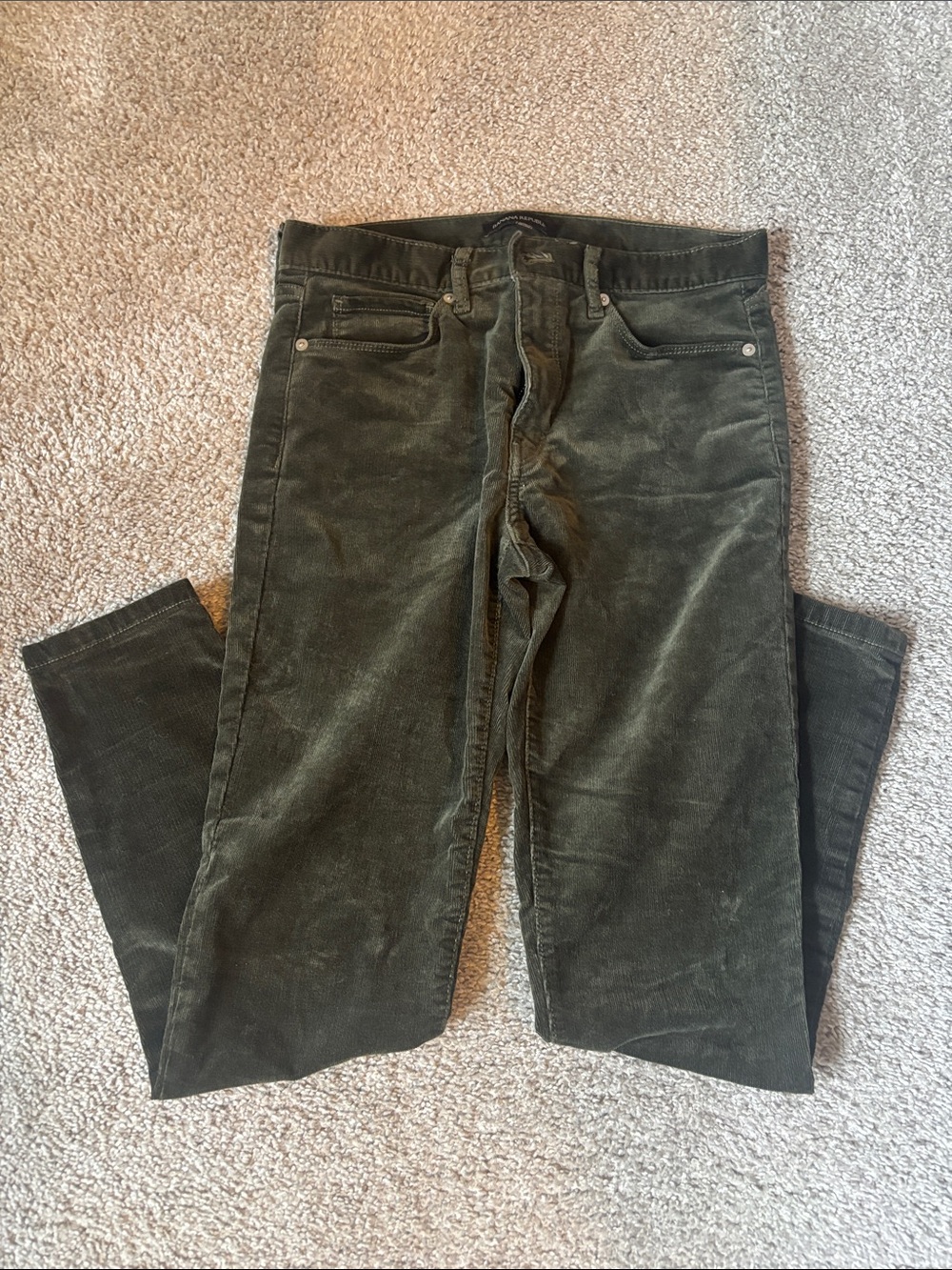 Banana Republic Olive Green Corduroy Straight-Leg Pants